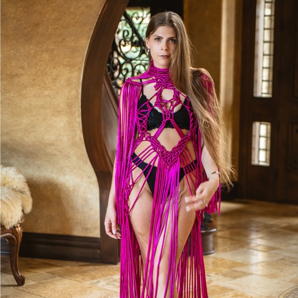 Handmade Macramé Metallic Festival Dress - Picture 9 of 17